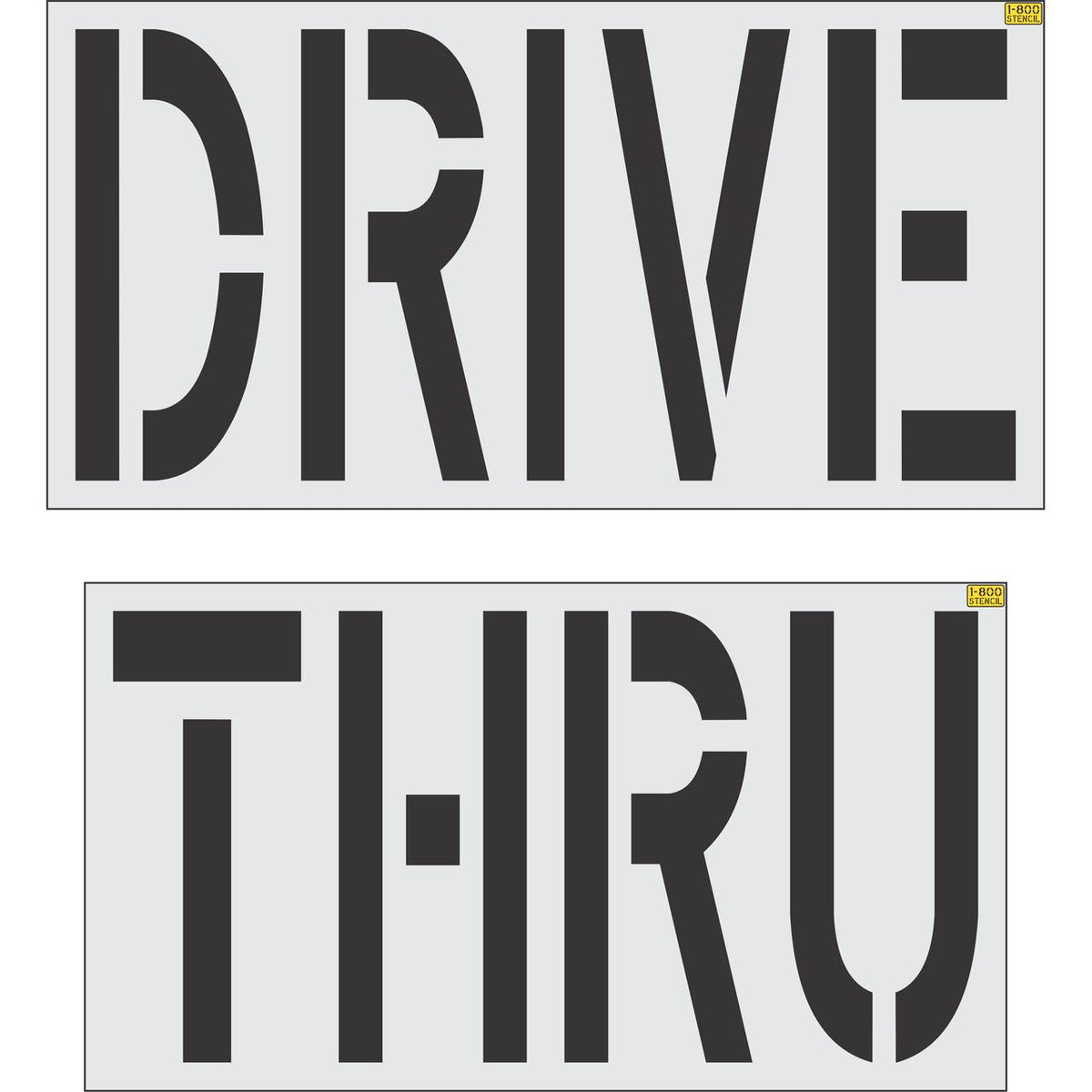 48 inch DRIVE THRU pavement marking stencil for retail and commercial parking lot drive lane striping applications