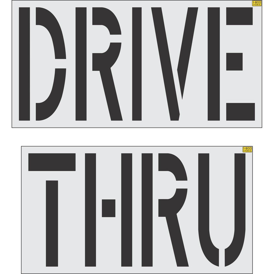 48 inch DRIVE THRU pavement marking stencil for retail and commercial parking lot drive lane striping applications