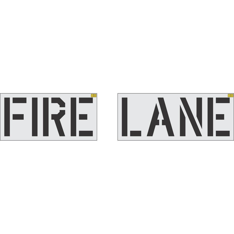 28 inch Lowe's FIRE LANE pavement marking stencil for retail parking lot and commercial fire lane striping applications