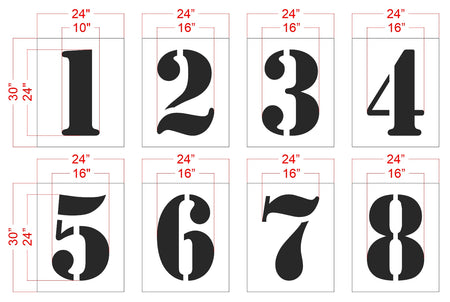 24" Track Number Stencil Kit - High-quality stencil for pavement marking, durable and reusable