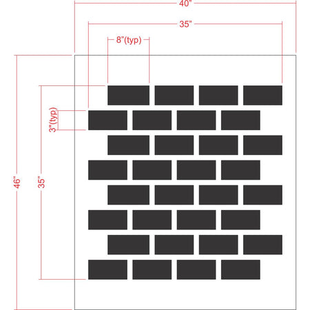35 inch traditional brick pattern stencil for decorative pavement and concrete texturing applications
