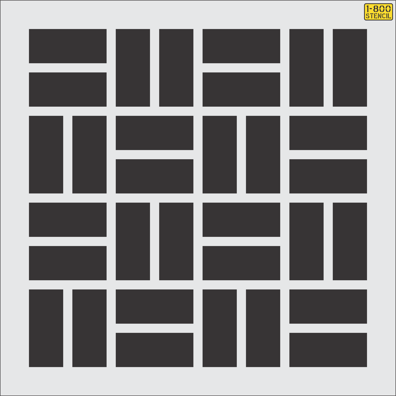 35 inch basket weave brick pattern stencil for decorative pavement and concrete texturing applications