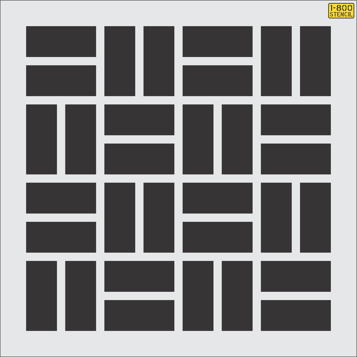 35 inch basket weave brick pattern stencil for decorative pavement and concrete texturing applications
