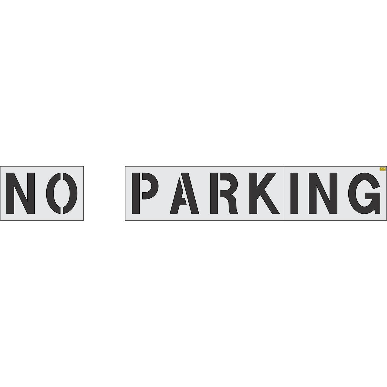 21 inch Aldi NO PARKING pavement marking stencil for retail parking lot and commercial traffic control striping applications