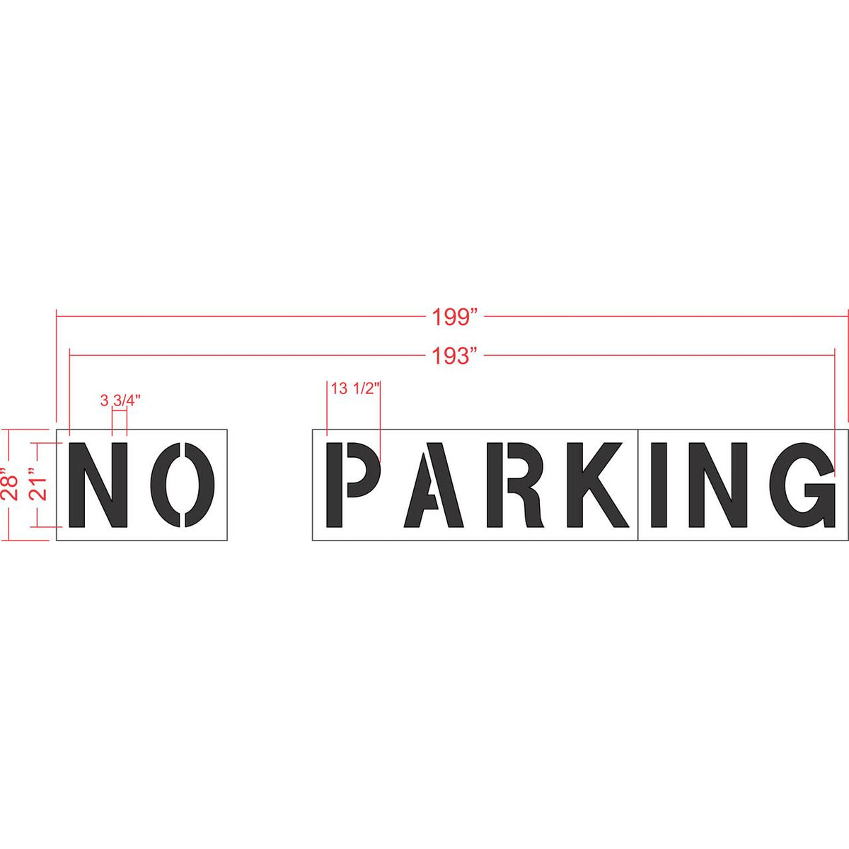 21 inch Aldi NO PARKING pavement marking stencil for retail parking lot and commercial traffic control striping applications