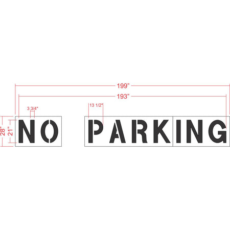 21 inch Aldi NO PARKING pavement marking stencil for retail parking lot and commercial traffic control striping applications
