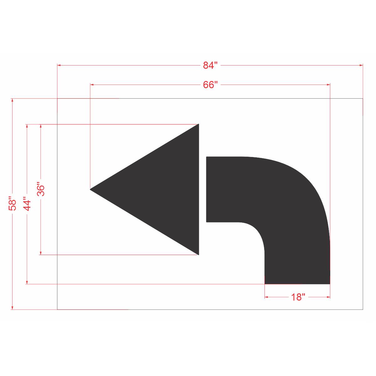 66 inch Costco turn arrow pavement marking stencil for retail parking lot and commercial traffic direction striping