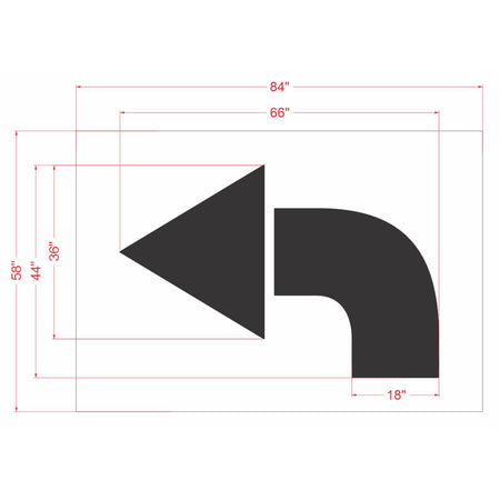 66 inch Costco turn arrow pavement marking stencil for retail parking lot and commercial traffic direction striping
