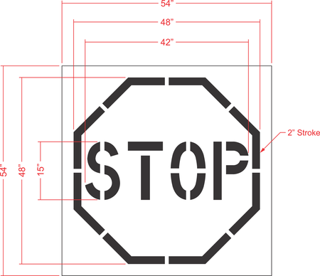48 inch one piece stop sign pavement marking stencil for parking lot and roadway traffic control applications