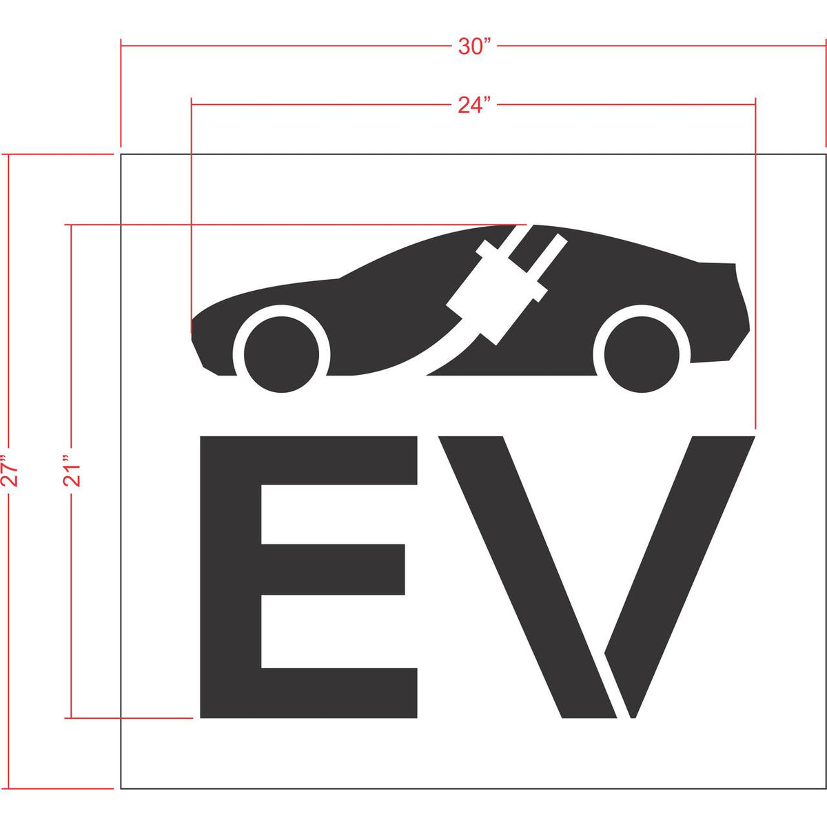 21 inch electric vehicle symbol pavement marking stencil for EV charging station and parking lot striping applications