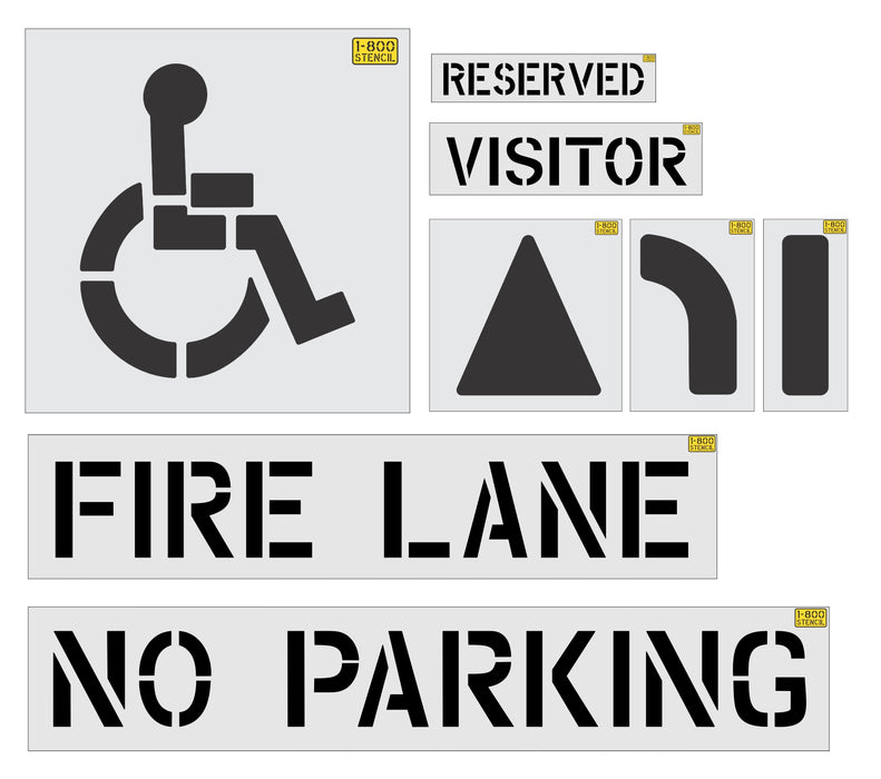 Starter Stencil Set for Parking Lot Pavement Markings - (8-pc)