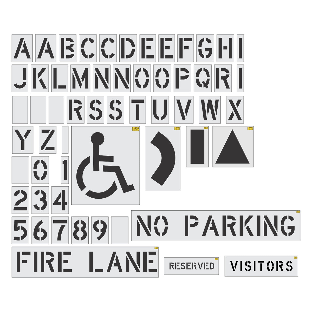 Premium Stencil Set for Parking Lot Pavement Markings - (73-pc)