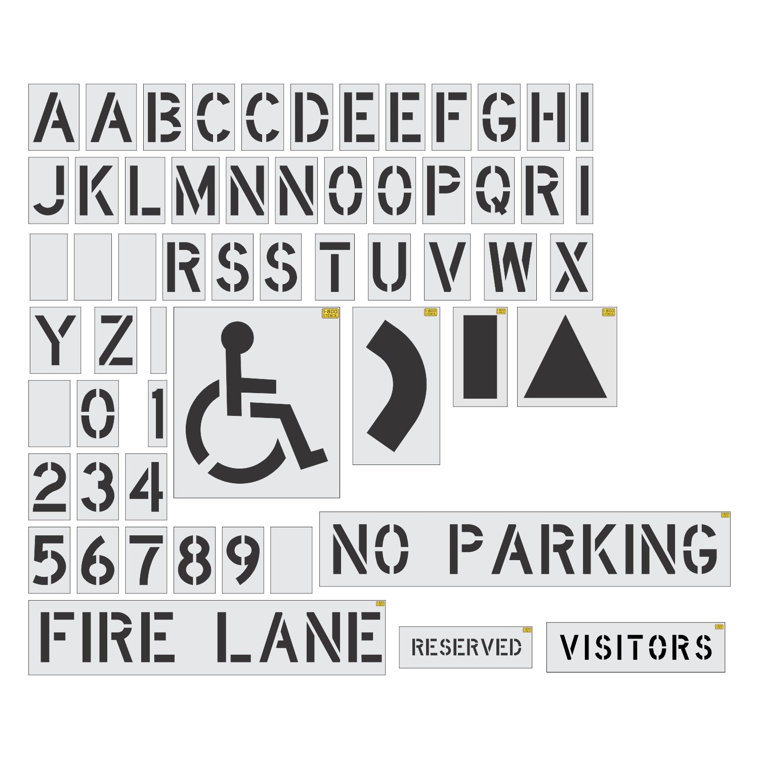 Premium Stencil Set for Parking Lot Pavement Markings - (73-pc)