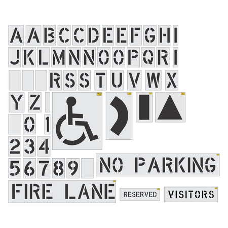 Premium Stencil Set for Parking Lot Pavement Markings - (73-pc)