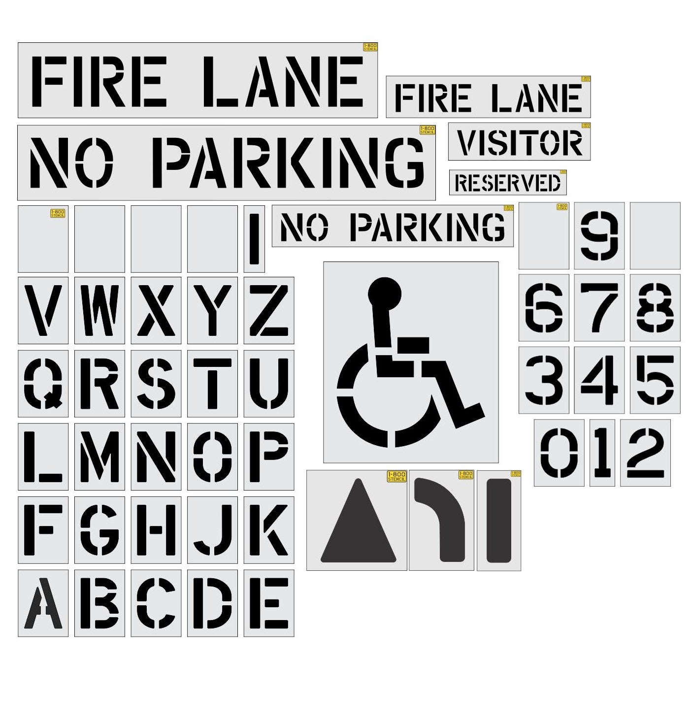 Commercial Stencil for Parking Lot Pavement Markings - (52-pc) - 1-800 ...