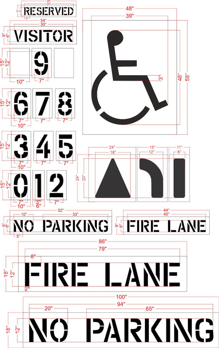 (22-piece) Parking Lot Pavement Marking 