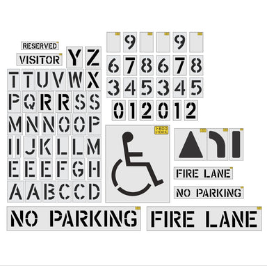 Premium Stencil Set for Parking Lot Pavement Markings - (73-pc)