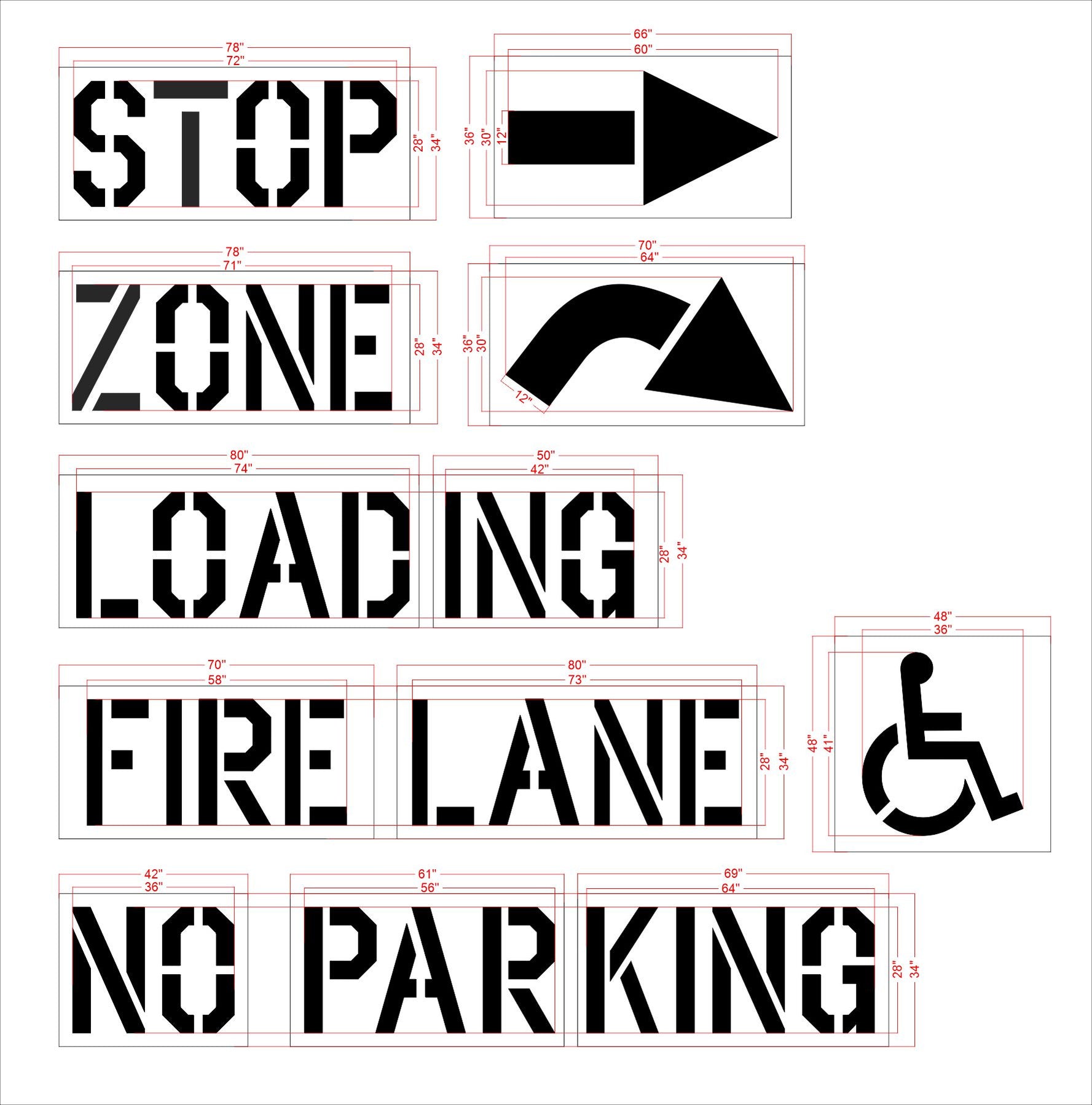 Lowes 7 Piece Parking Lot Stencil Kit 1800Stencil