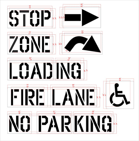 Lowes 7 Piece Parking Lot Stencil Kit - High-quality stencil for pavement marking, durable and reusable