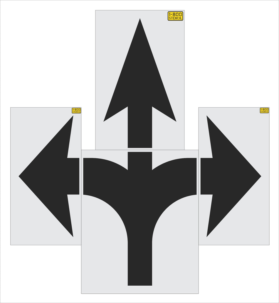 132" Amazon Left Straight Right Turn Arrow Stencil