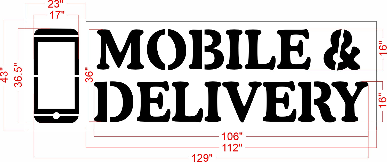36" Burger King MOBILE AND DELIVERY Stencil