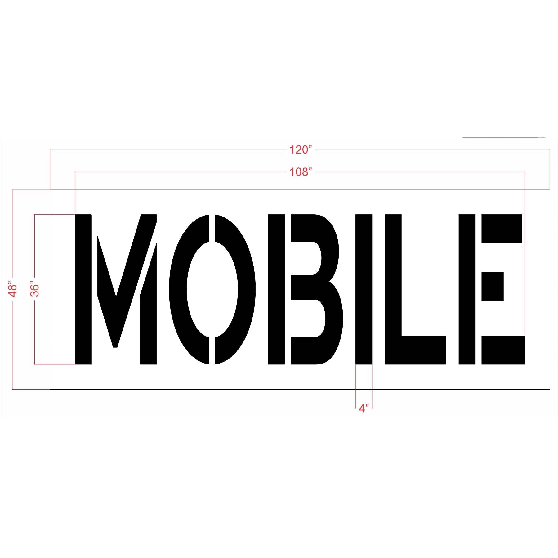 36 inch MOBILE stencil for retail parking lot curbside and mobile order pavement marking