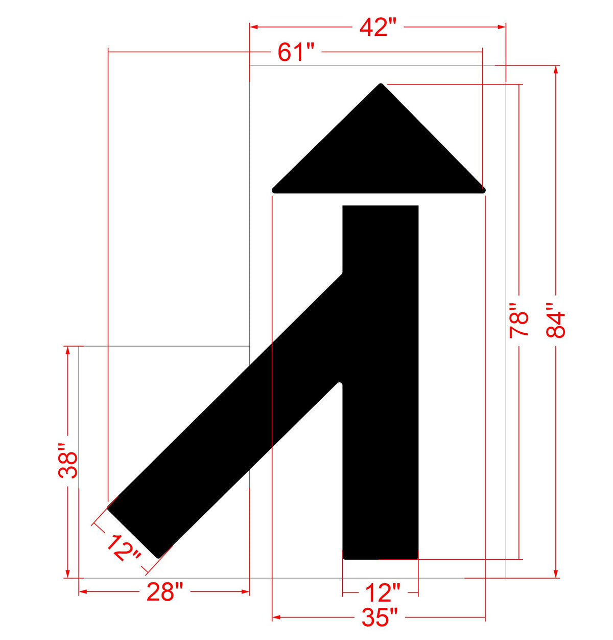 78 inch Chick-Fil-A multi-lane merge arrow stencil for drive-thru and parking lot traffic direction pavement striping