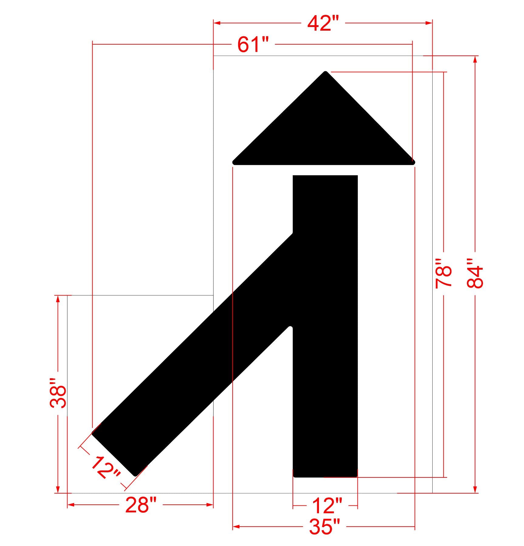 78 inch Chick-Fil-A multi-lane merge arrow stencil for drive-thru and parking lot traffic direction pavement striping