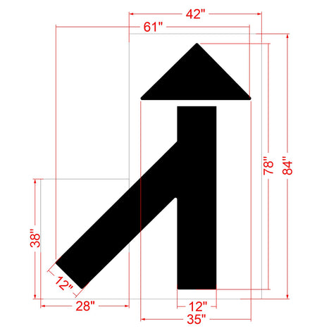 78 inch Chick-Fil-A multi-lane merge arrow stencil for drive-thru and parking lot traffic direction pavement striping