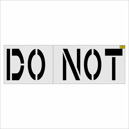 A rectangular stencil-style sign with the words 'DO NOT' in bold black letters on a light gray background, with a small yellow 'CSO' mark in the upper right corner.