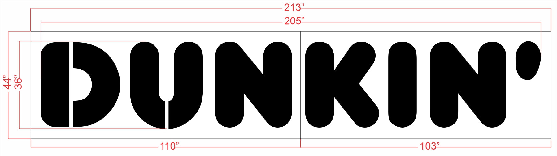 36" Dunkin Donuts DUNKIN' Stencil