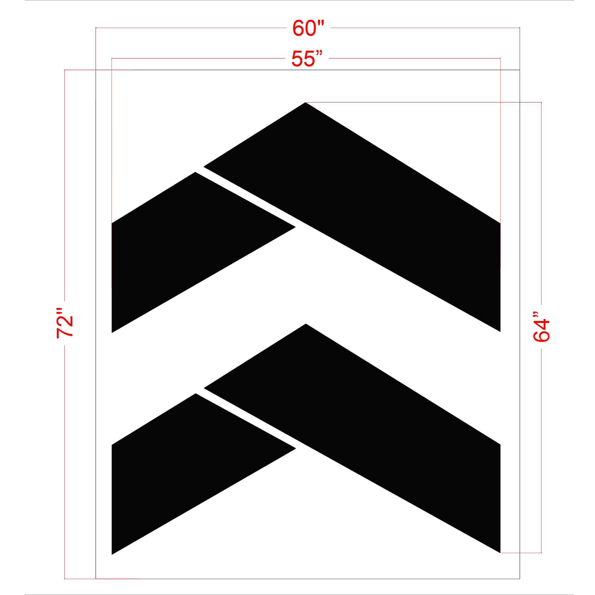 64 inch Dollar Fresh chevron stencil for parking lot traffic direction and commercial pavement striping