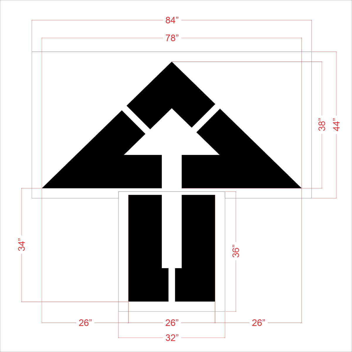 72 inch straight arrow outline stencil for Hy-Vee parking lot traffic flow pavement striping applications