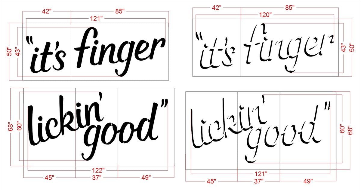 81 inch KFC Finger Lickin’ Good stencil for restaurant pavement branding and parking lot striping applications