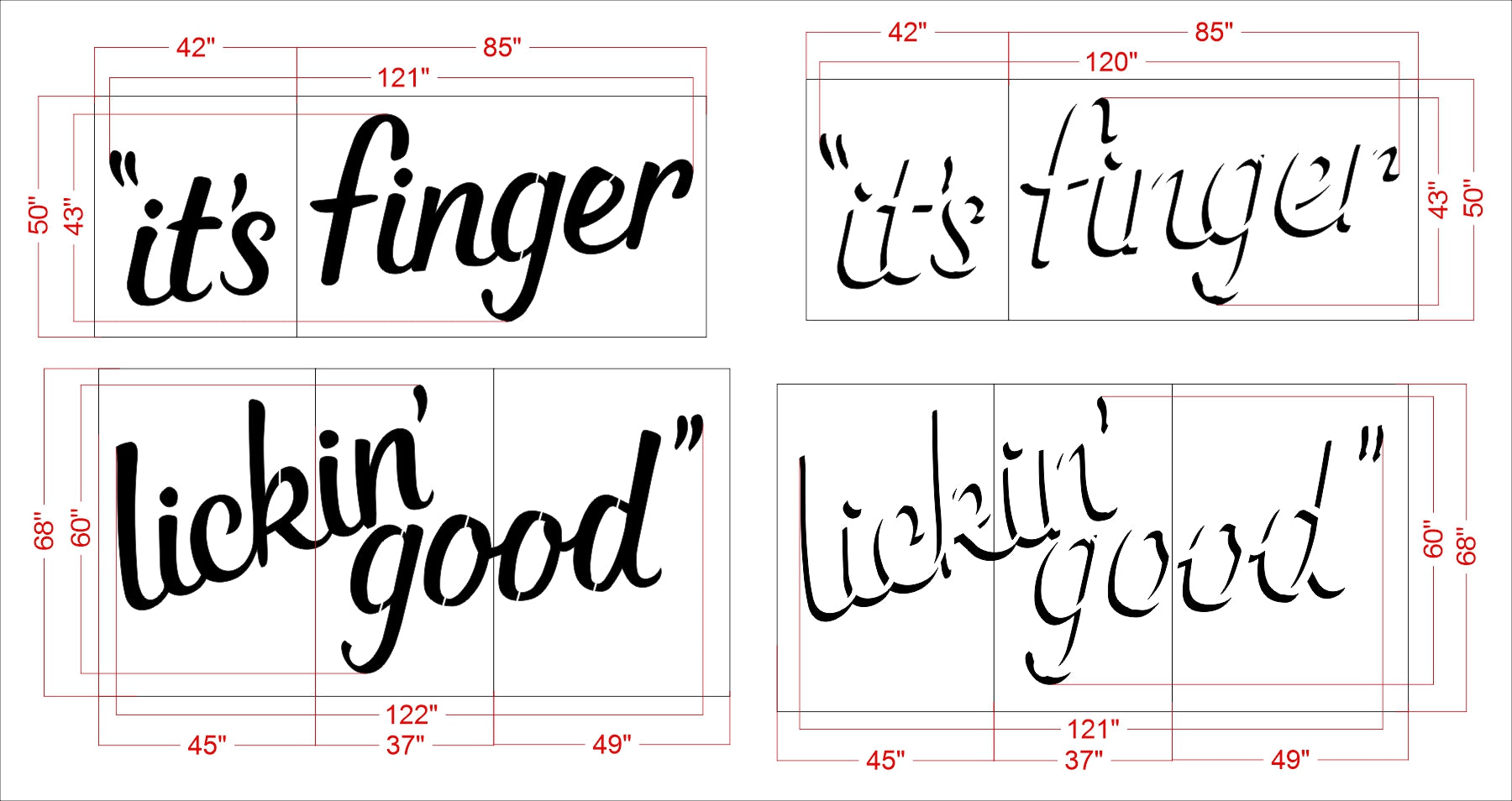 81 inch KFC Finger Lickin’ Good stencil for restaurant pavement branding and parking lot striping applications