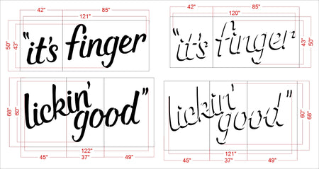 81 inch KFC Finger Lickin’ Good stencil for restaurant pavement branding and parking lot striping applications