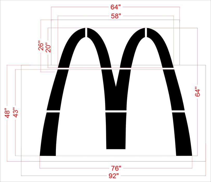 64" McDonalds Arch Stencil