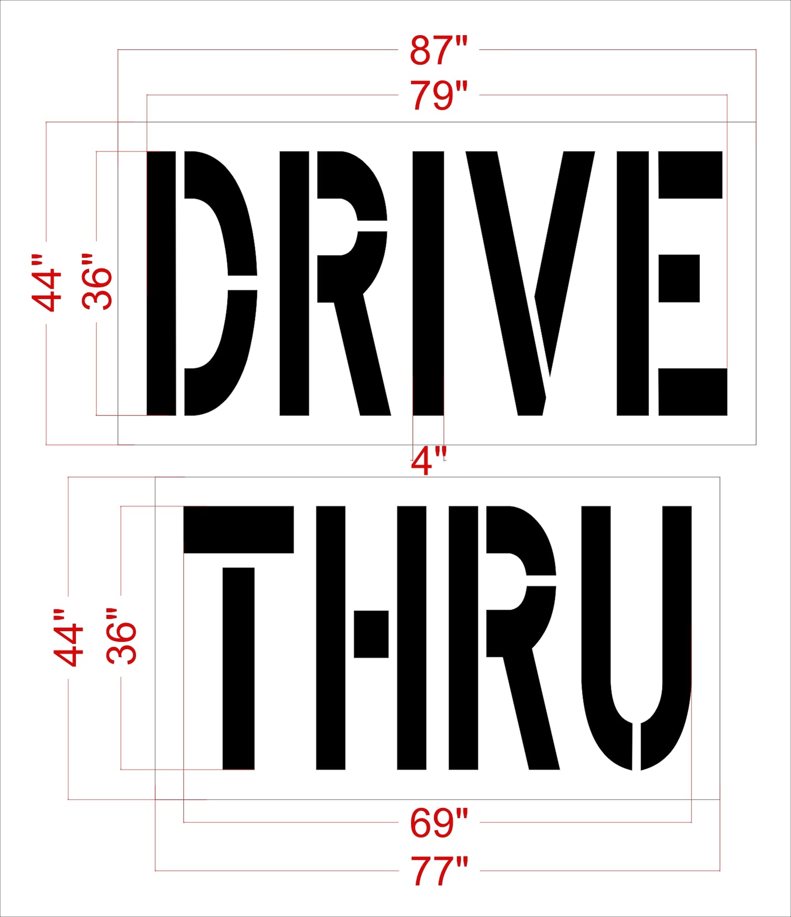 36" Raising Canes DRIVE THRU Stencil 1800Stencil
