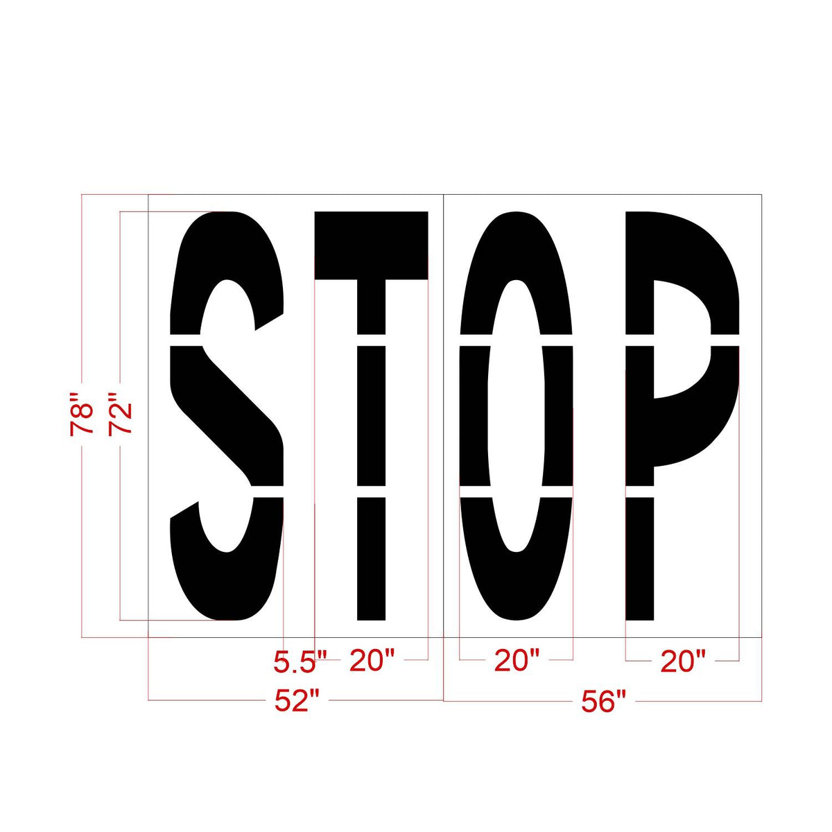 72-inch STOP pavement marking stencil for Raising Cane’s parking lot traffic control