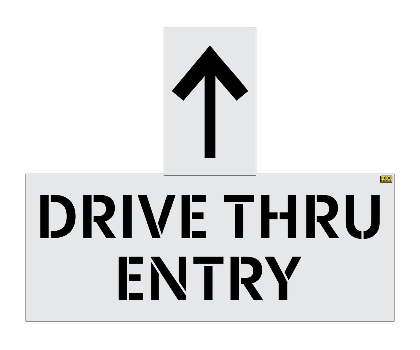 14" Starbucks DRIVE THRU ENTRY with Arrow Stencil - High-quality stencil for pavement marking, durable and reusable