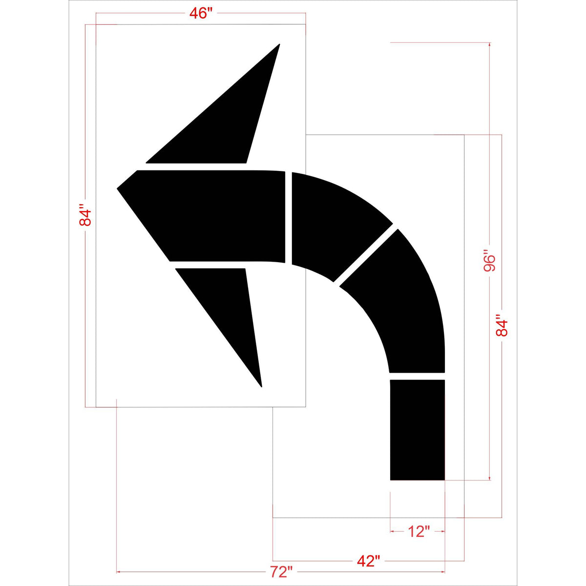 96" Sams Club Left Turn Arrow Stencil - High-quality stencil for pavement marking, durable and reusable