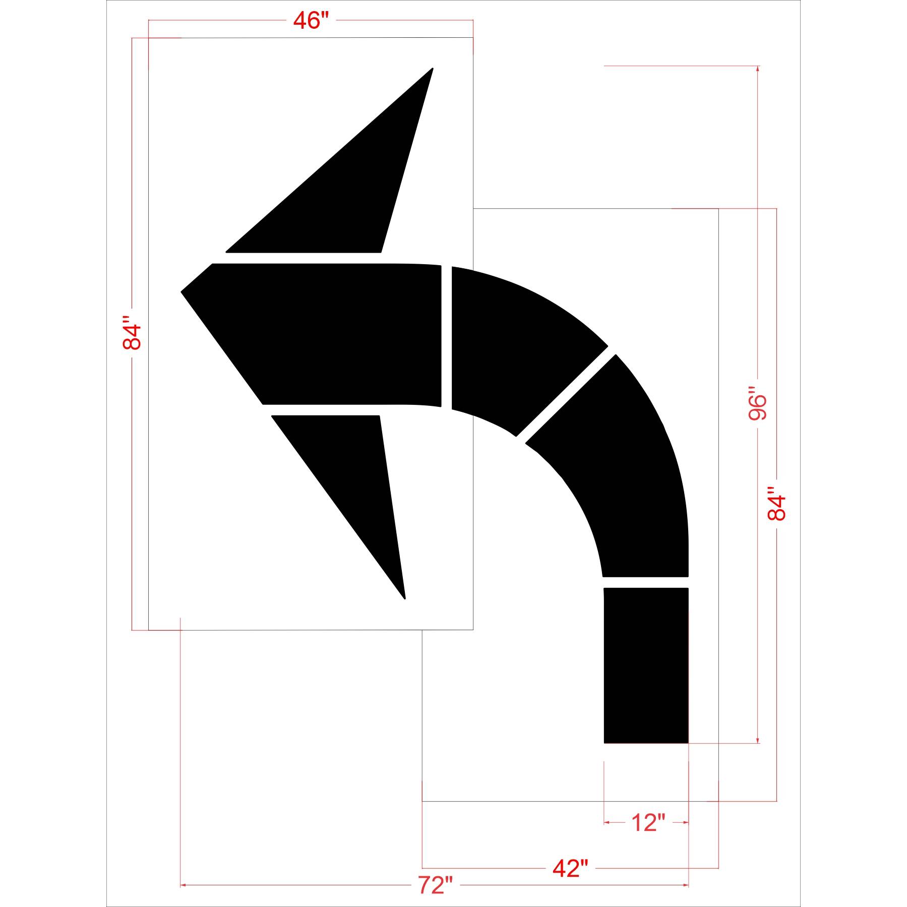 96" Sams Club Left Turn Arrow Stencil - High-quality stencil for pavement marking, durable and reusable