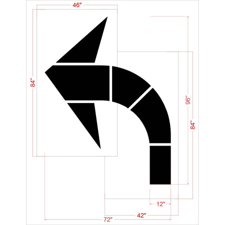 96" Sams Club Left Turn Arrow Stencil - High-quality stencil for pavement marking, durable and reusable