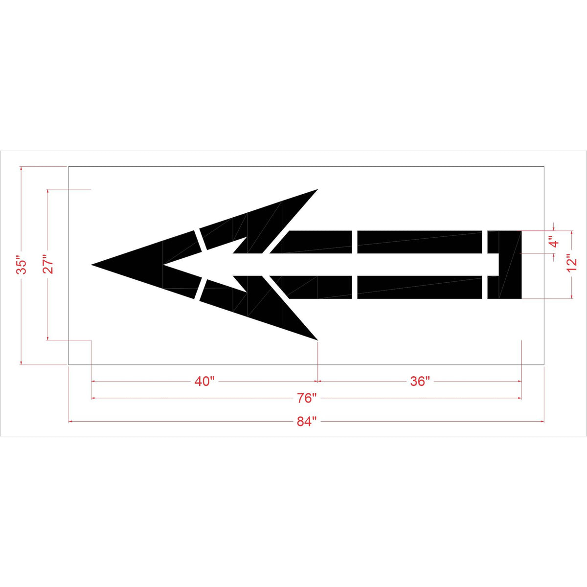 76 inch Sam’s Club Straight Open arrow stencil for parking lot traffic direction and commercial pavement striping applications