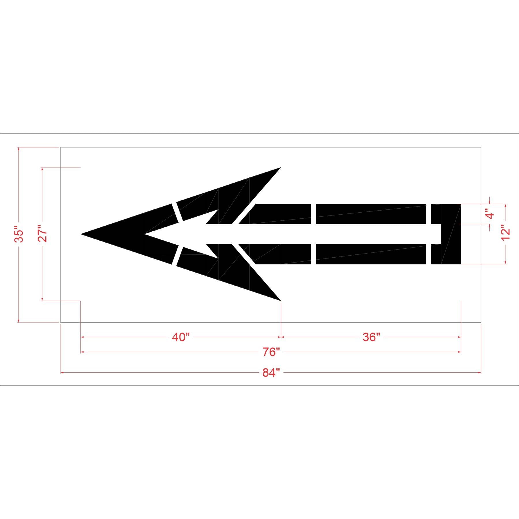 76 inch Sam’s Club Straight Open arrow stencil for parking lot traffic direction and commercial pavement striping applications