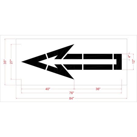 76 inch Sam’s Club Straight Open arrow stencil for parking lot traffic direction and commercial pavement striping applications