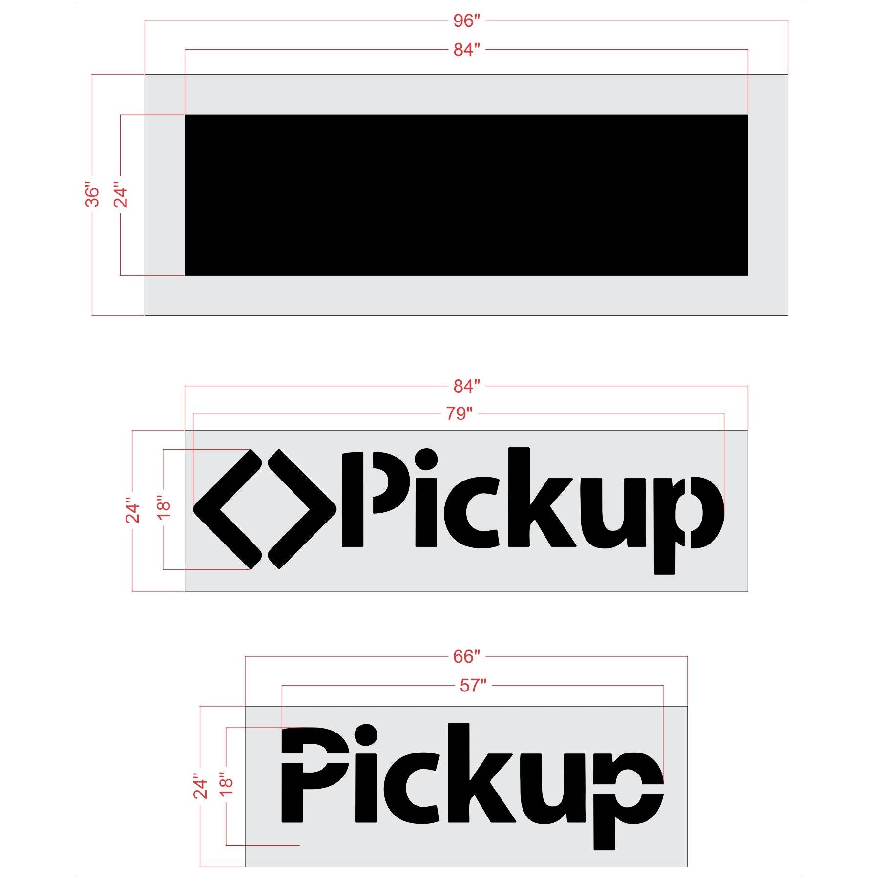 57 inch Sam’s Club Pickup no bridging 3 piece stencil for curbside pickup parking lot pavement striping