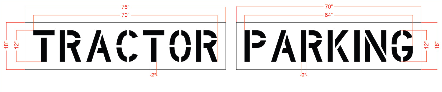 12 inch TRACTOR PARKING stencil