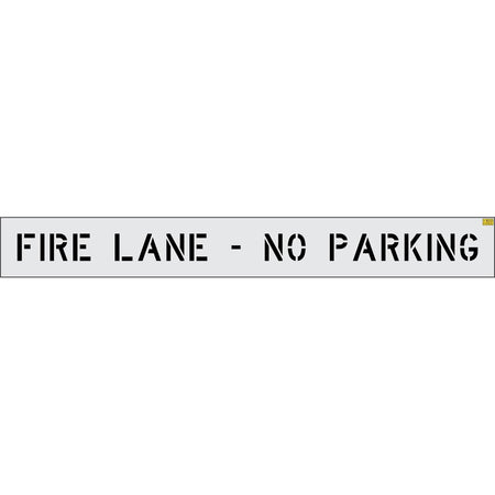 5 inch FIRE LANE NO PARKING pavement marking stencil for commercial fire lane and parking lot enforcement applications
