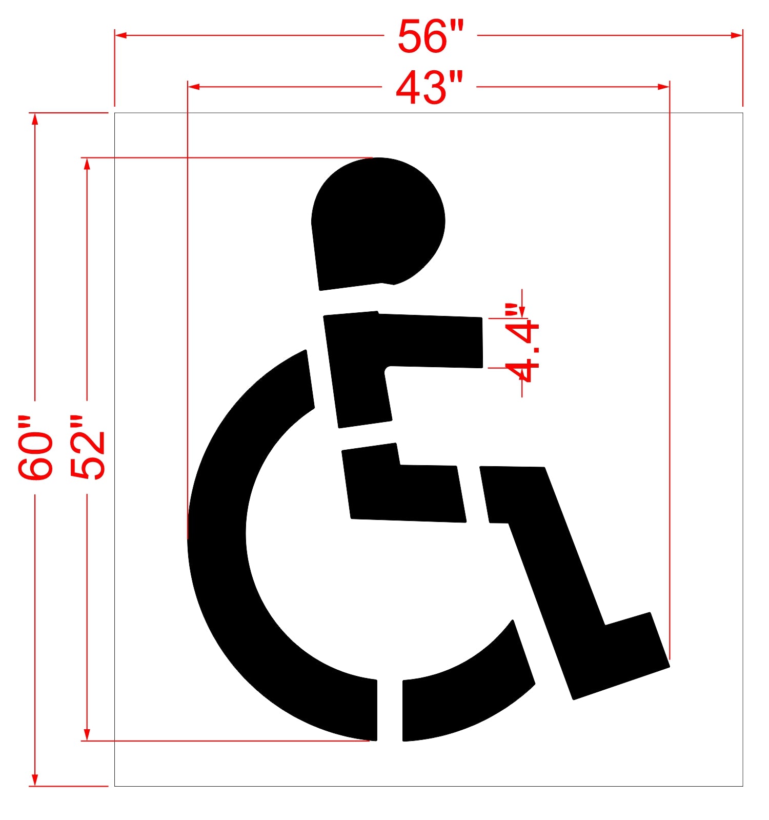 52" Handicap Child Stencil - High-quality stencil for pavement marking, durable and reusable